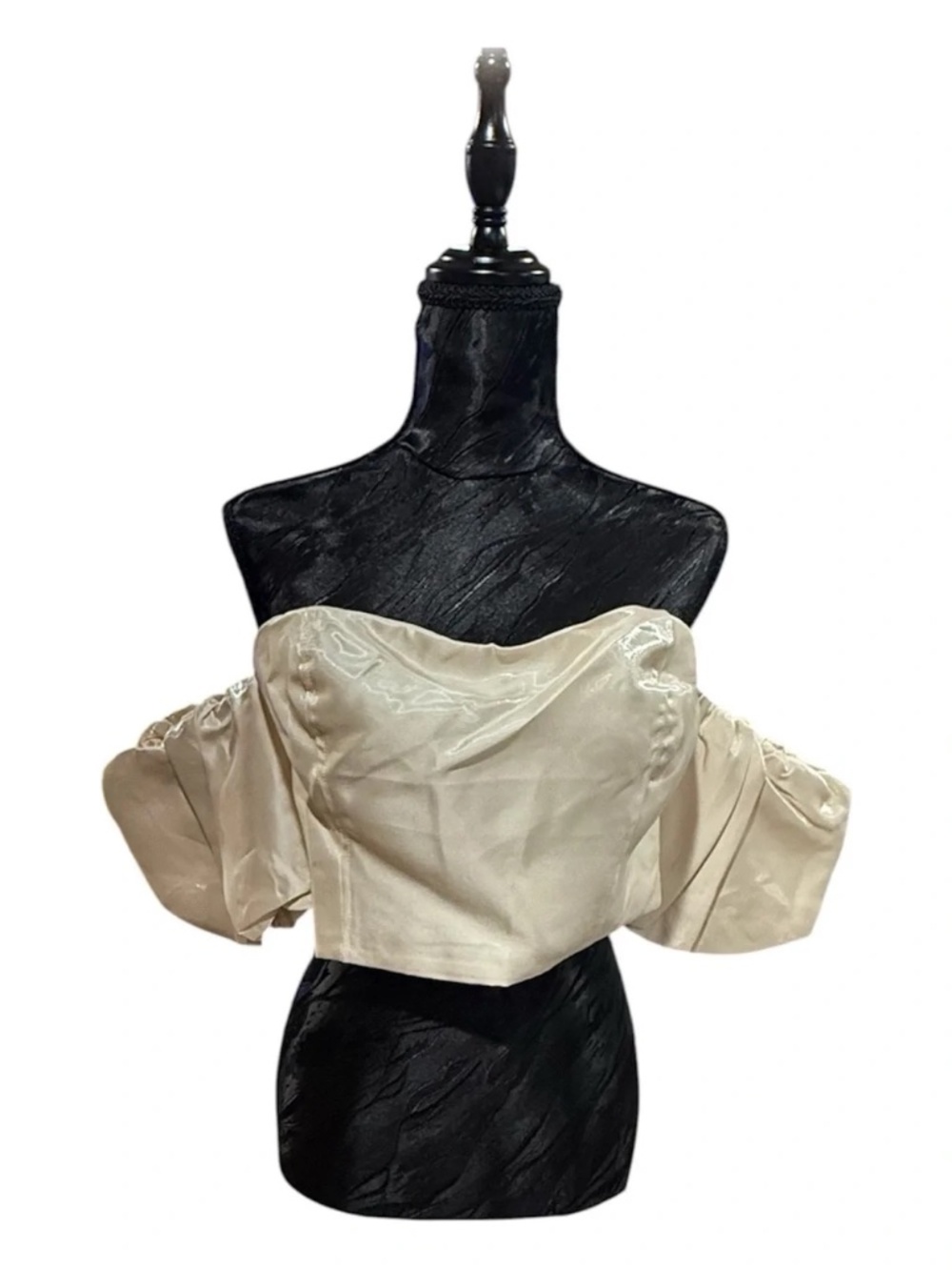 NEW WITH TAG! Forever 21 Size Large L Off shoulder puff sleeve satin top lot6414